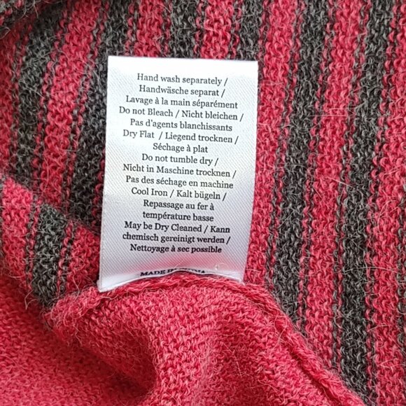 Wrap London Luxurious Soft Alpaca Sweater Striped Neck Zip Relaxed Fit Large - Picture 9 of 10